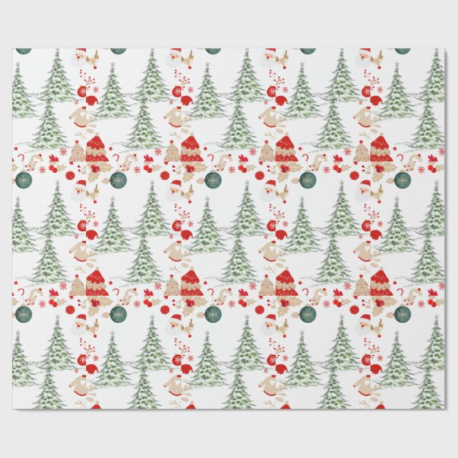 Snowy Christmas Wrap Wrapping Paper (Flat)
