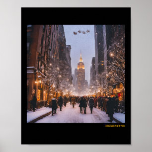 Snowy City Christmas Scene  Poster