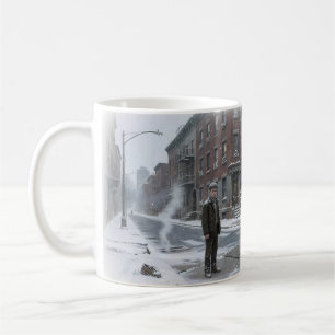 Snowy City Street Family Struggle Winter Mug