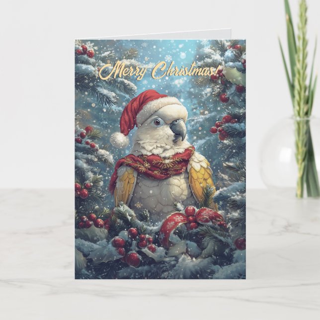 Snowy Cockatoo Christmas Card (Front)