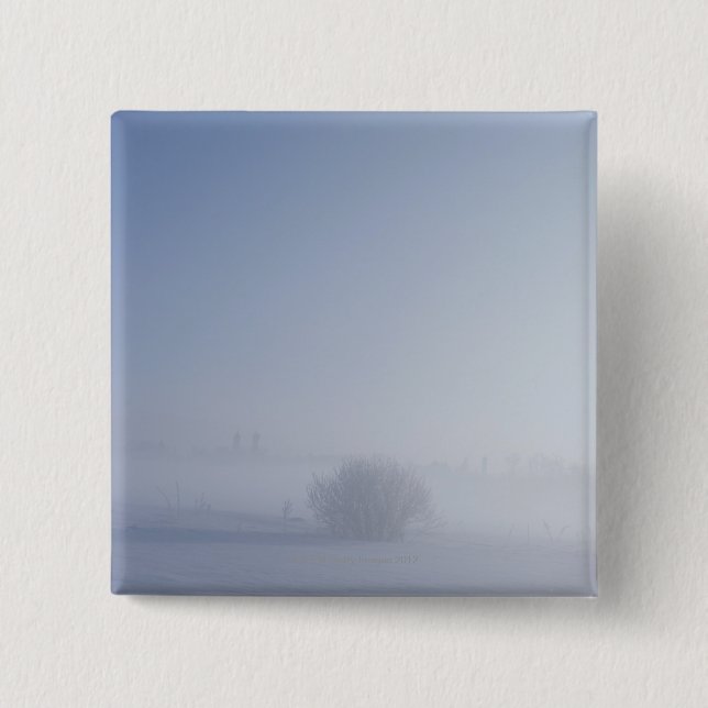 Snowy cold winter landscape 15 cm square badge (Front)