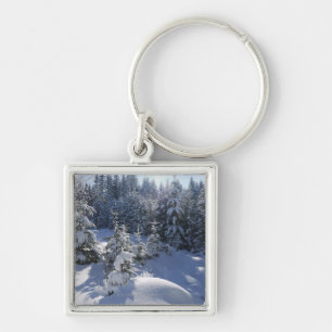 Snowy cold winter landscape 2 key ring