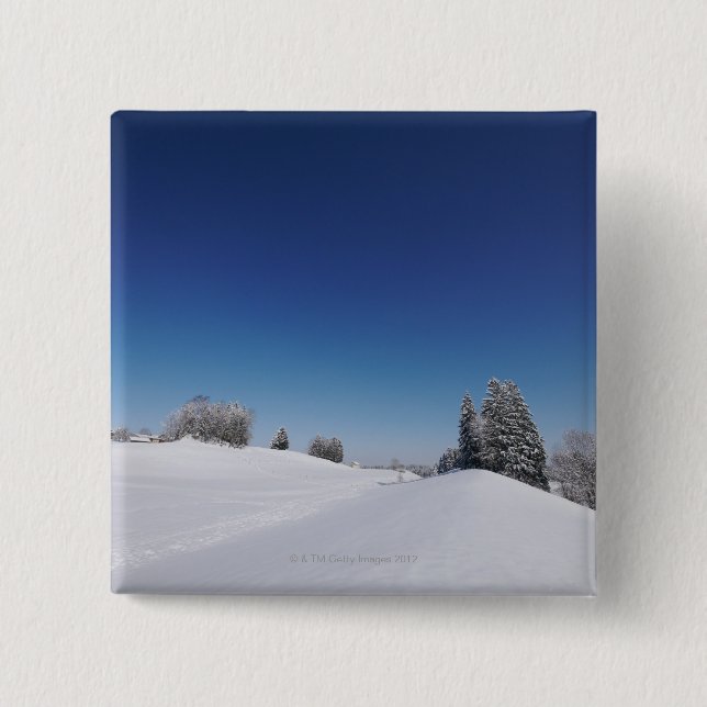 Snowy cold winter landscape 3 15 cm square badge (Front)