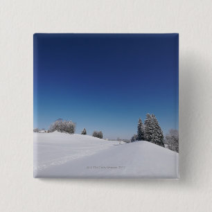 Snowy cold winter landscape 3 15 cm square badge