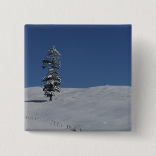 Snowy cold winter landscape 4 15 cm square badge