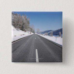 Snowy cold winter landscape 5 15 cm square badge