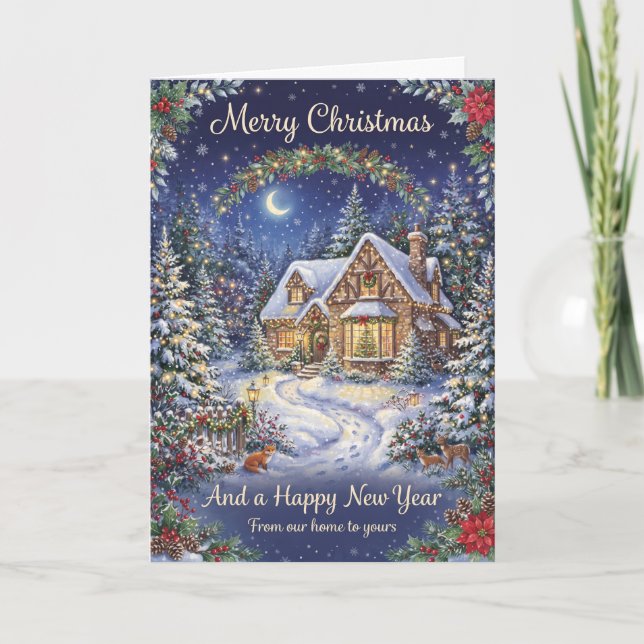 Snowy Cottage Christmas Card (Front)