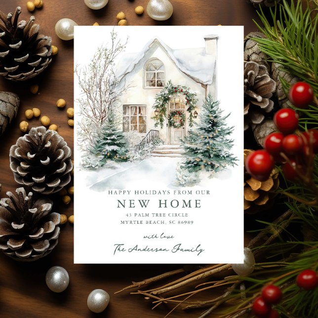 Snowy Cottage Christmas New Home Card (Creator Uploaded)