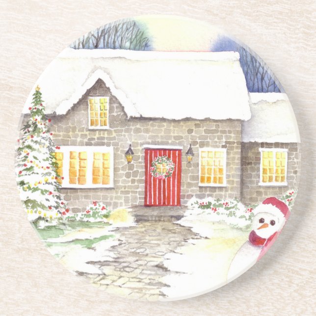 Snowy Cottage Coaster (Front)