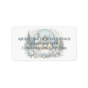 Snowy Cottage Glow Scene Label