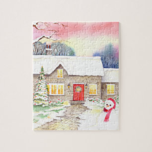Snowy Cottage Jigsaw Puzzle