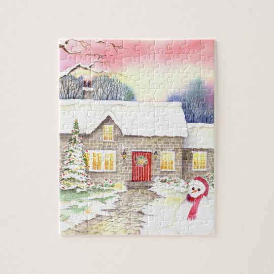 Snowy Cottage Jigsaw Puzzle