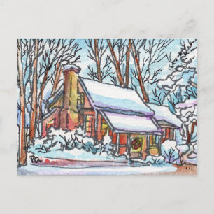 Snowy Cottage Postcard