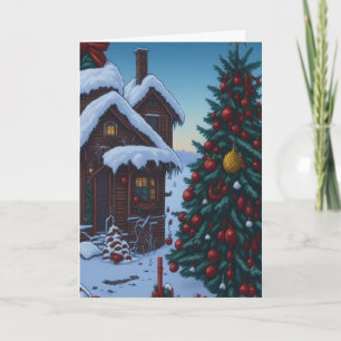 Snowy Cottage - Vintage Christmas Card