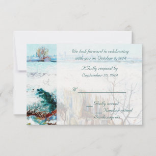 Snowy country  winter wedding RSVP  invitations. Invitation