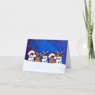 Snowy Cows Christmas  Holiday Card