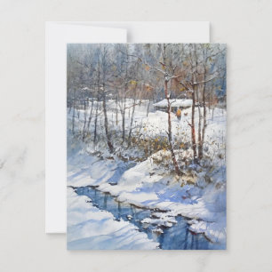 Snowy Creek In Watercolors Holiday Card