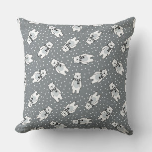Snowy cute snow polar bear pattern cushion