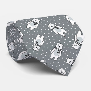 Snowy cute snow polar bear pattern tie