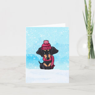Snowy Dachshund Thank You Card