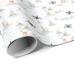 Snowy day - Arctic animals winter nursery Wrapping Paper