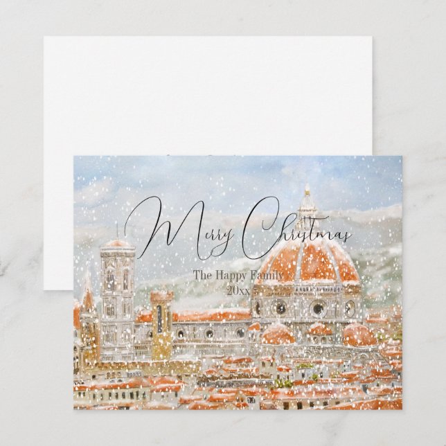 Snowy day of Italy Florence Cathedral Duomo card (Front/Back)