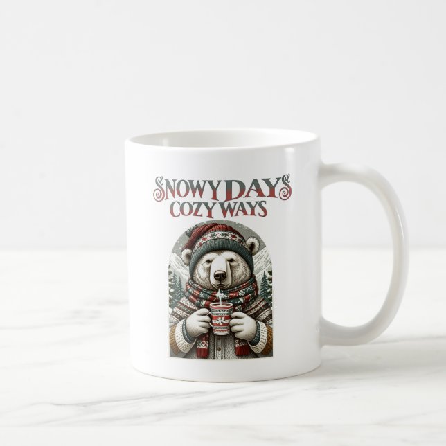 Snowy Days, Cosy Ways | Bear with Hot Cocoa Coffee Mug (Right)