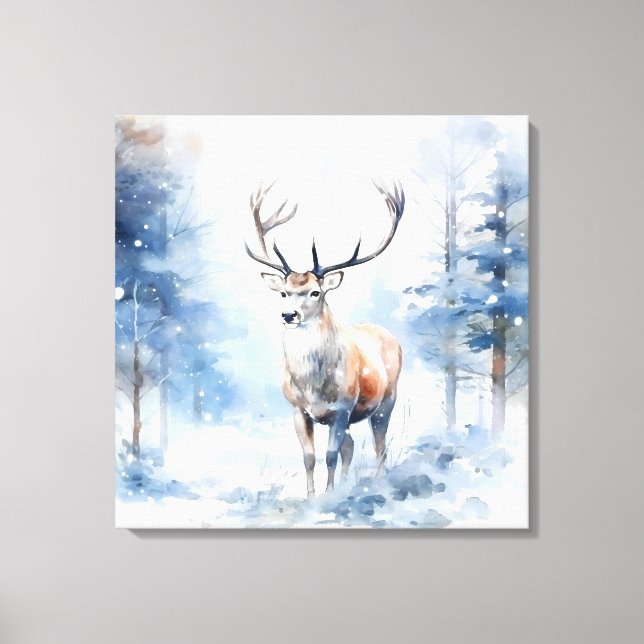 Snowy Deer Canvas Art (Front)