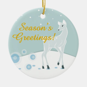 Snowy Deer Ceramic Tree Decoration
