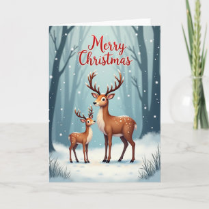Snowy Deer Christmas Card
