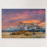 Snowy Dolomite Mountains Fall Sunset Travel Italy Jigsaw Puzzle<br><div class="desc">This stunning jigsaw puzzles features beautiful fall sunset over the snowy peaks of the Dolomite Mountains in Italy.
#italy #italian #mountains #sunset #europe #european #fall #autumn #scenic #travel #vacation #outdoors #jigsaw #puzzle #jigsawpuzzle #gifts #fun #stockingstuffers #games #landscape</div>