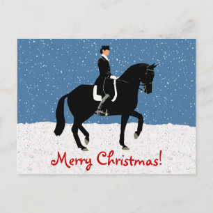 Snowy Dressage Horse Christmas Holiday Postcard
