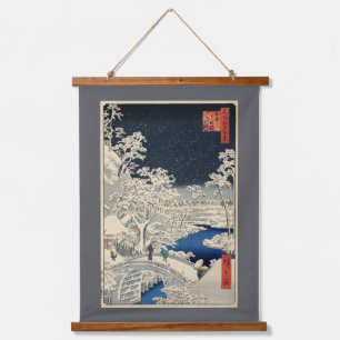 Snowy Drum Bridge, Hiroshige, Ukiyo-e Hanging Tapestry