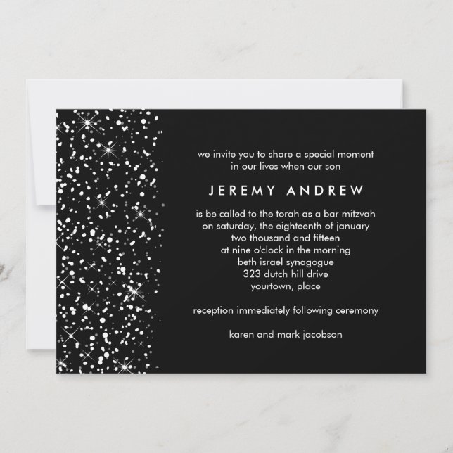 Snowy Edge Bar or Bat Mitzvah Invitation (Front)
