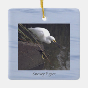 Snowy Egret Bird Photo Ornament 