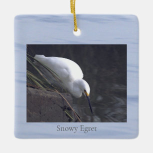 Snowy Egret Bird Photo Ornament 