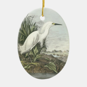 Snowy Egret by Audubon Ceramic Tree Decoration