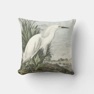 Snowy Egret by Audubon Cushion