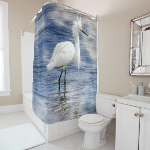 Snowy Egret Custom Shower Curtain