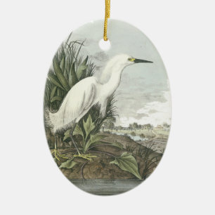 Snowy Egret, John Audubon Ceramic Ornament