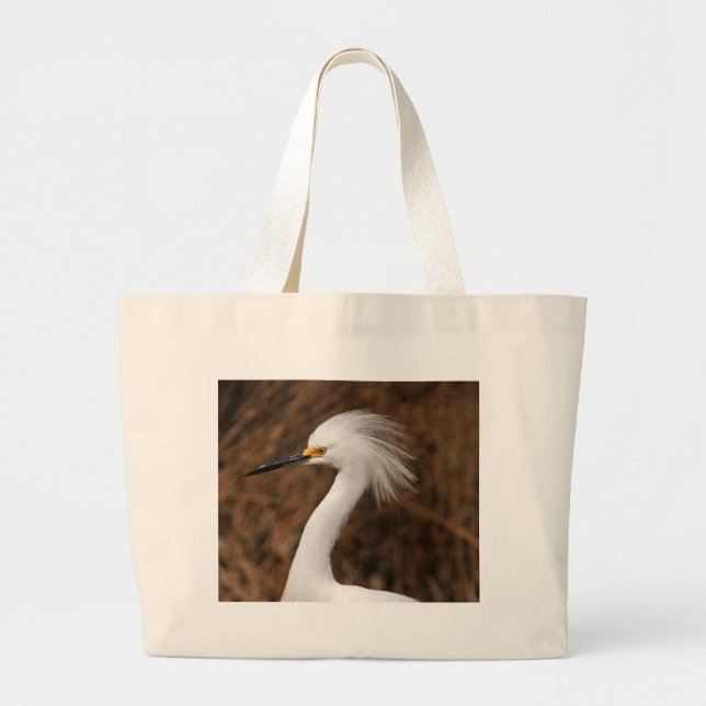 Snowy Egret Large Tote Bag (Front)