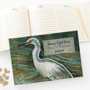 Snowy Egret Shorebird Beach House Guest Book