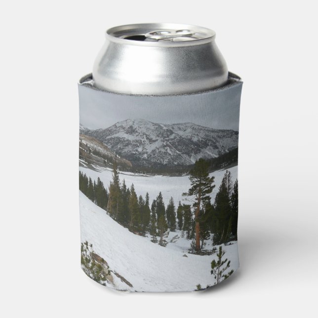 Snowy Ellery Lake California Winter Landscape Can Cooler (Can Front)
