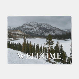Snowy Ellery Lake California Winter Landscape Doormat