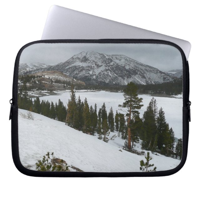 Snowy Ellery Lake California Winter Landscape Laptop Sleeve (Front)