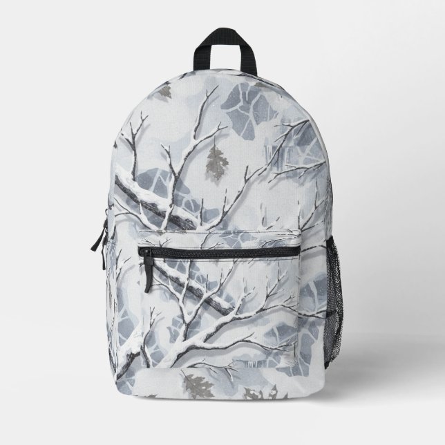 Snowy Environments Camouflage  Printed Backpack (Front)