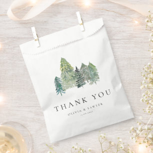 Snowy Evergreen Forest Winter Wedding Thank You Favour Bag