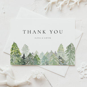 Snowy Evergreen Forest Winter Wedding Thank You Postcard