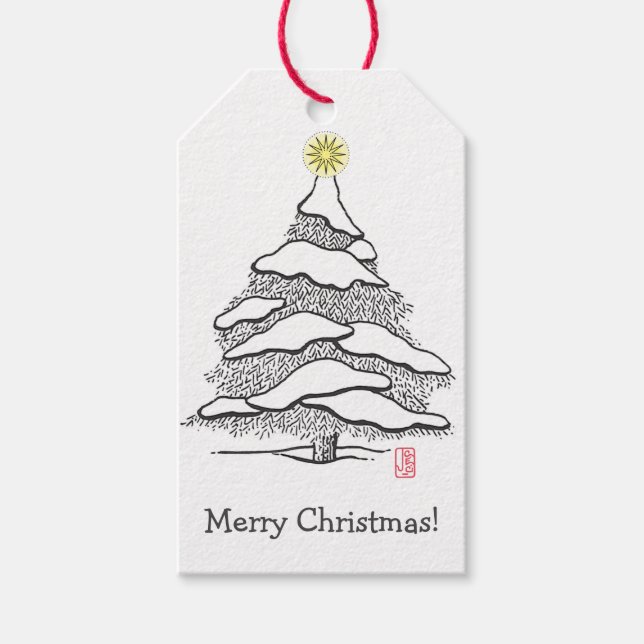 Snowy Evergreen Gift Tags (Front)