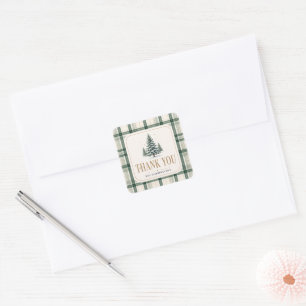 Snowy Evergreen Holiday Party Square Sticker